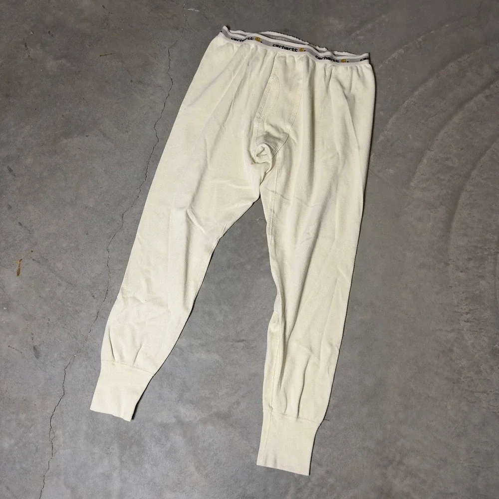 Carhartt Thermal Base Layer Pants Mens XL Natural Cream Waffle Knit‎ K229 NAT
